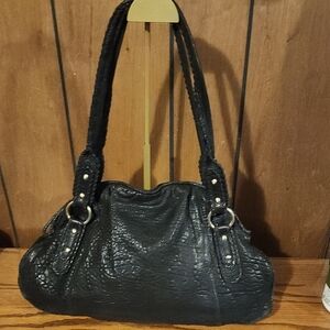 Elegant Black Leather Large Hobo Handbag